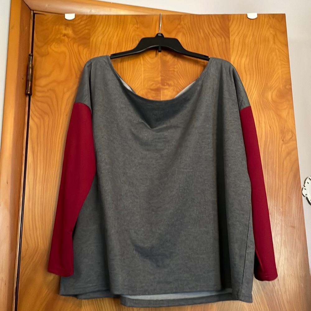 Gray and red blouse